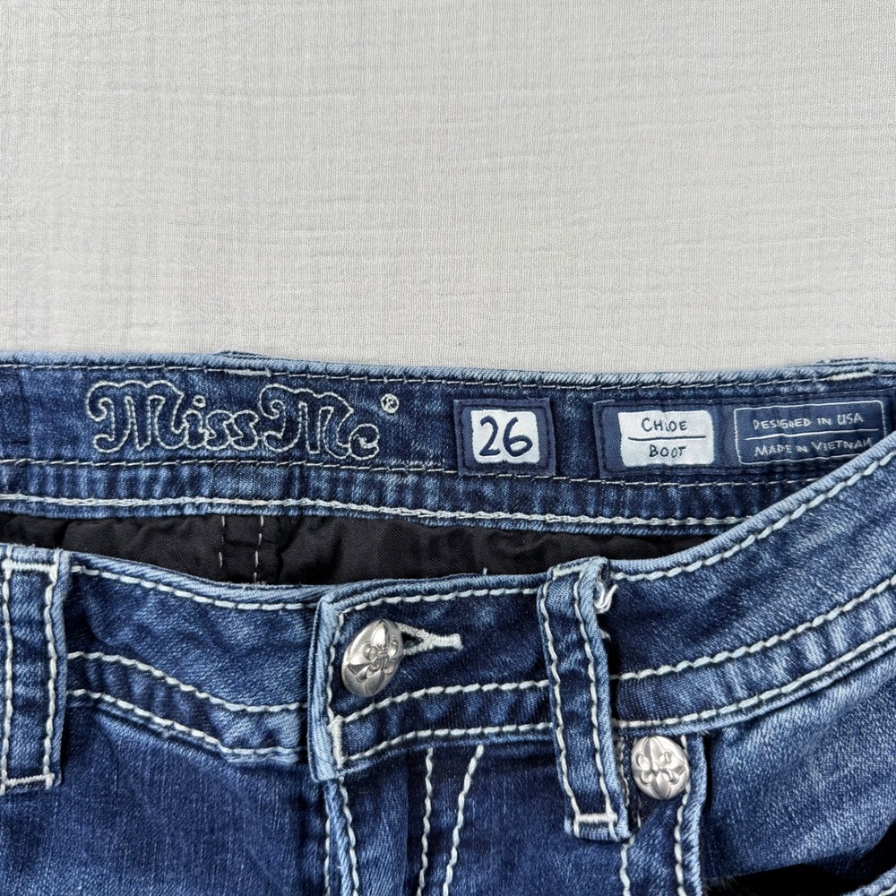 Miss Me Chloe Bootcut Jeans Size‎ 26 28x33 Dark Wash Embroidered Pocket Flap - Picture 7 of 9